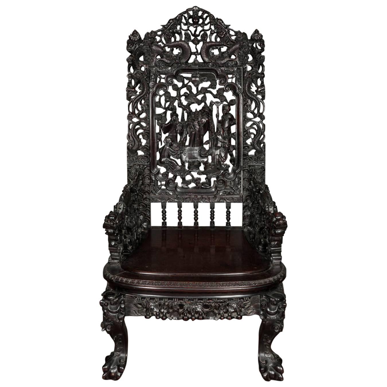19th Century Chinese Hardwood Armchair
