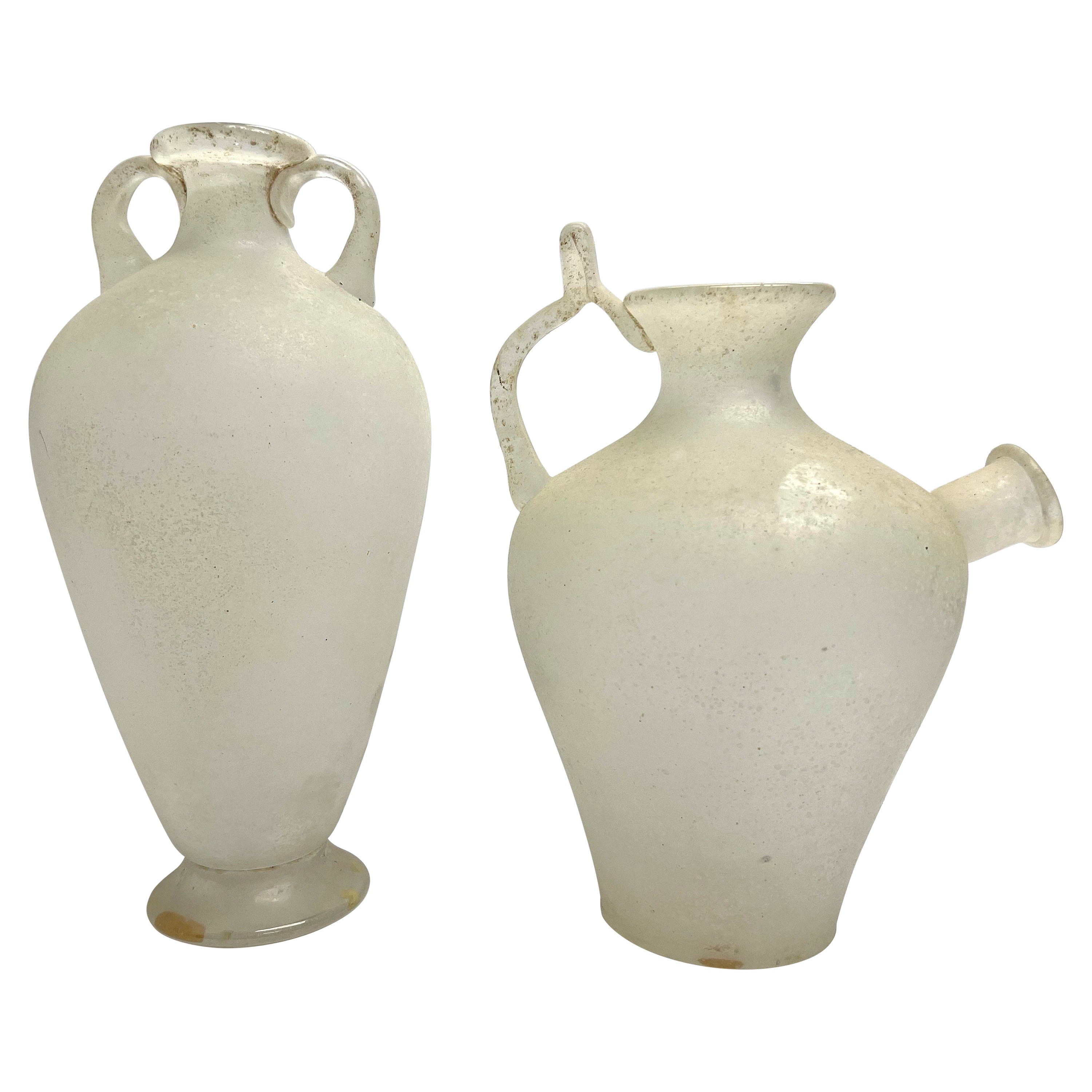 2 Vasi scultura Corroso in vetro artistico di Seguso Murano
