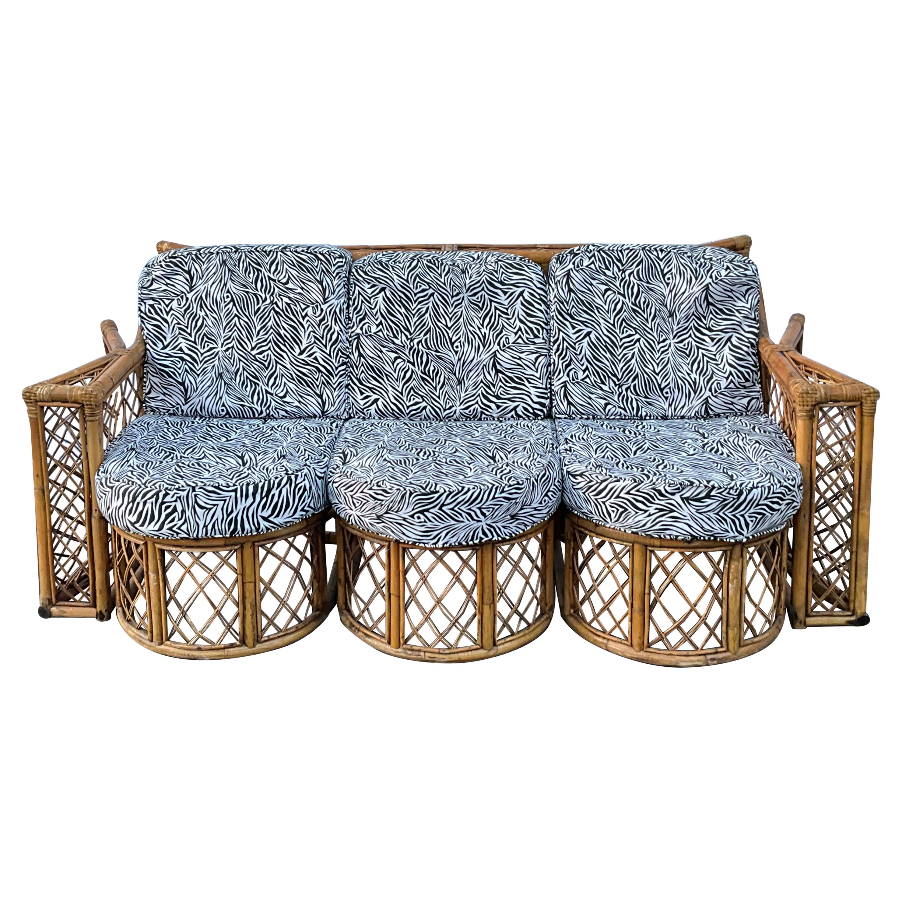 Mid-Century French Bent Bamboo Sofa For The Garden Or Patio Or Sunroom