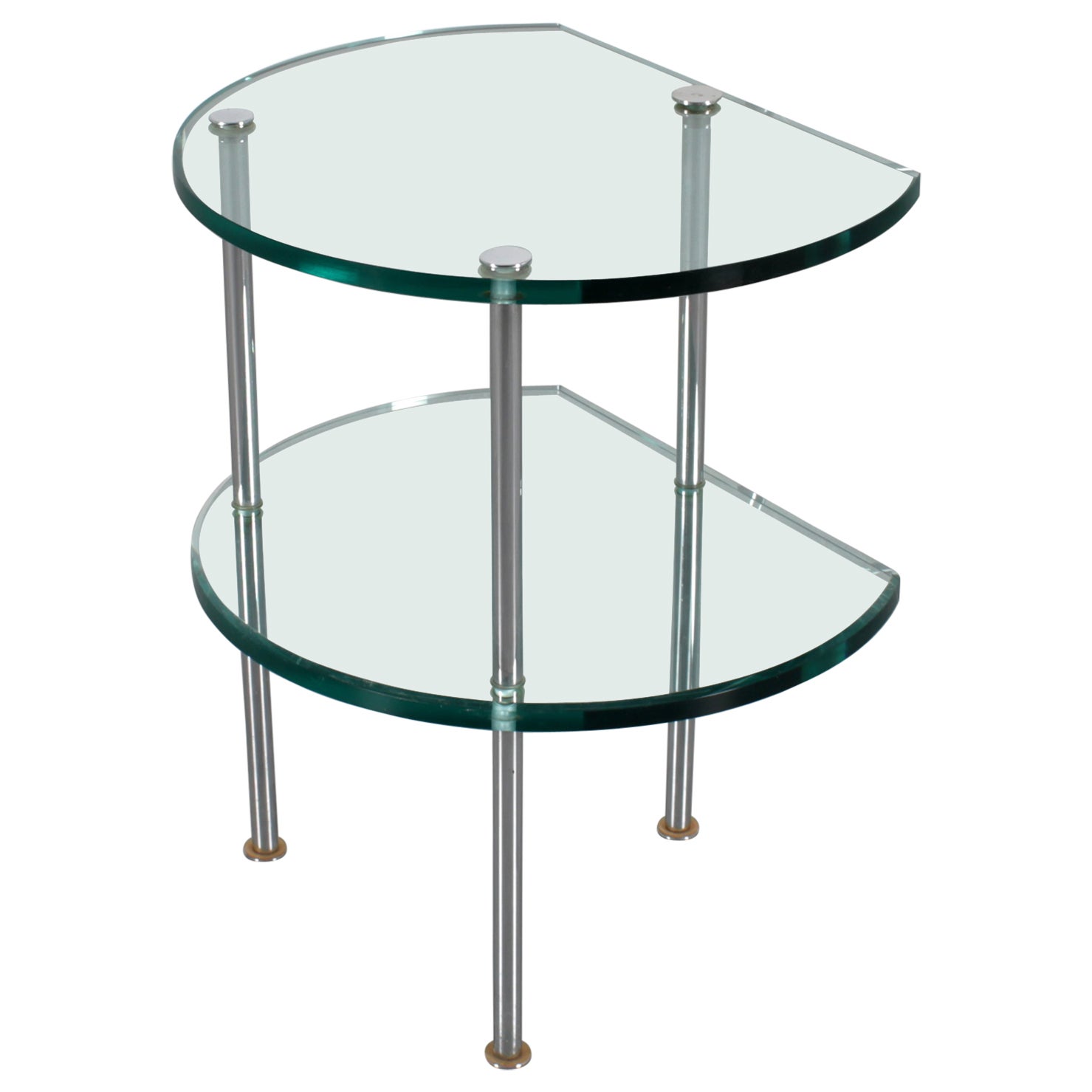 Gallotti & Radice Style Double Shelf Thick Glass Side Table 60s Italy For Sale