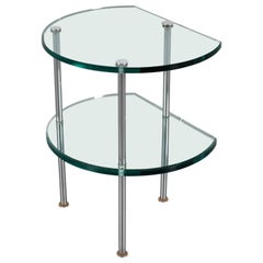 Gallotti & Radice Style Double Shelf Thick Glass Side Table 60s Italy