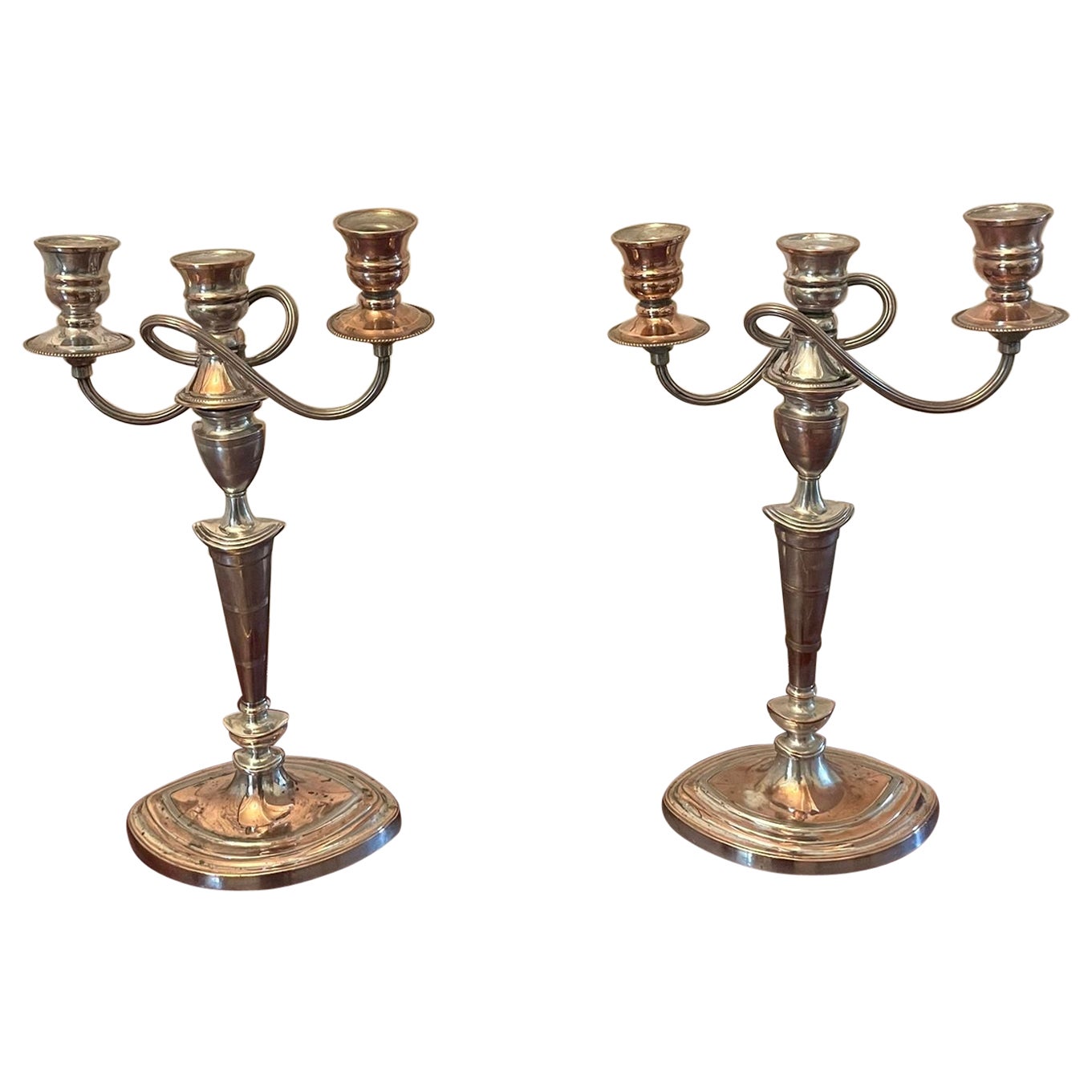  Pair of Antique Victorian Quality Sheffield Plated Candelabras  For Sale