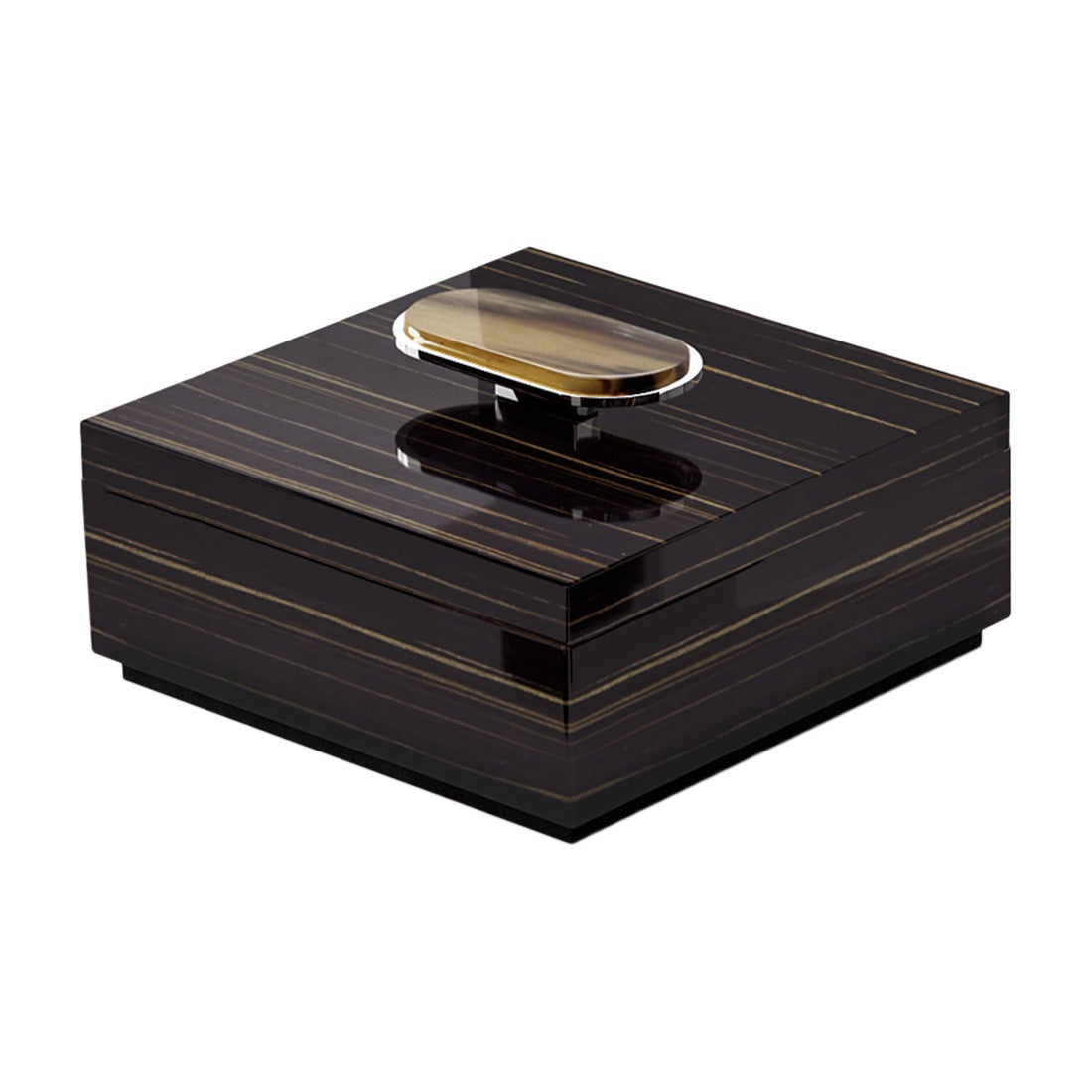 Priora Box in glossy ebony with detail in Corno Italiano, Mod. 2403 For Sale