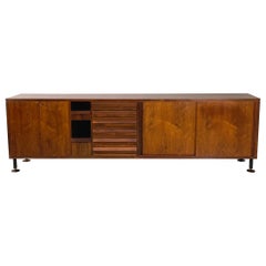 Retro Italian mid-century modern Wooden sideboard with drawers and shelves, 1960s