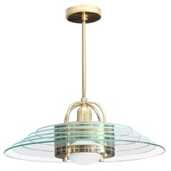 20th Century Brass and Glass Chandelier