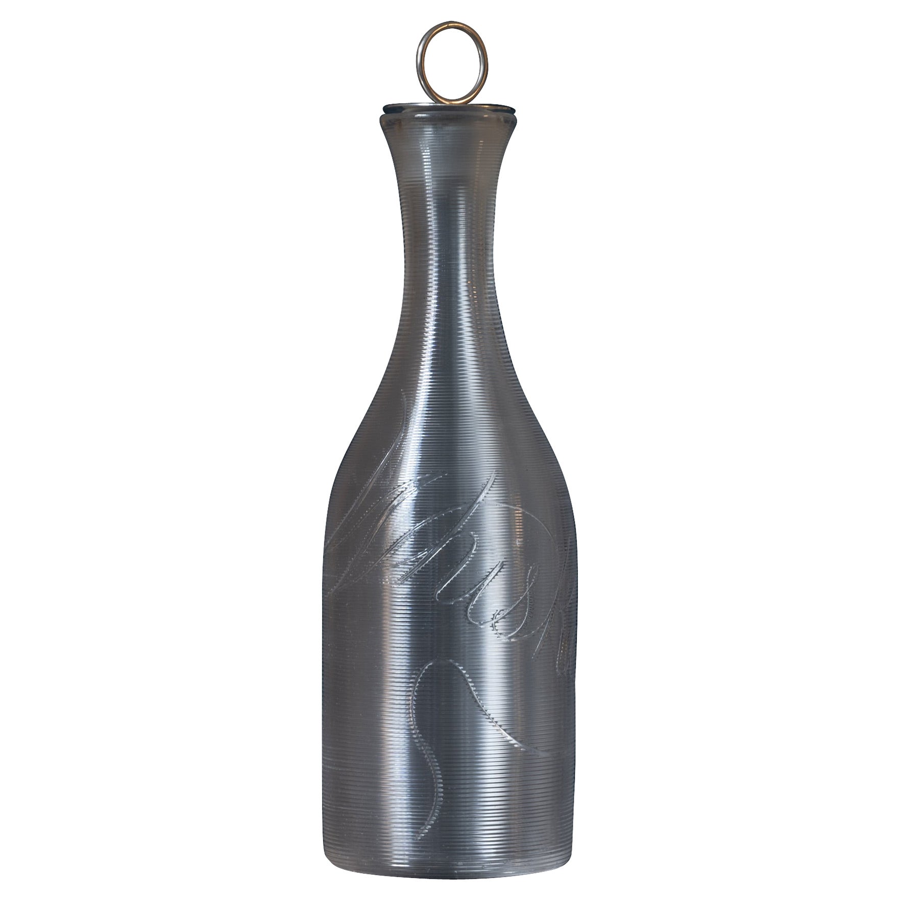 Carafe « twister » en argent sterling et verre, poinçonnée 1900 en vente