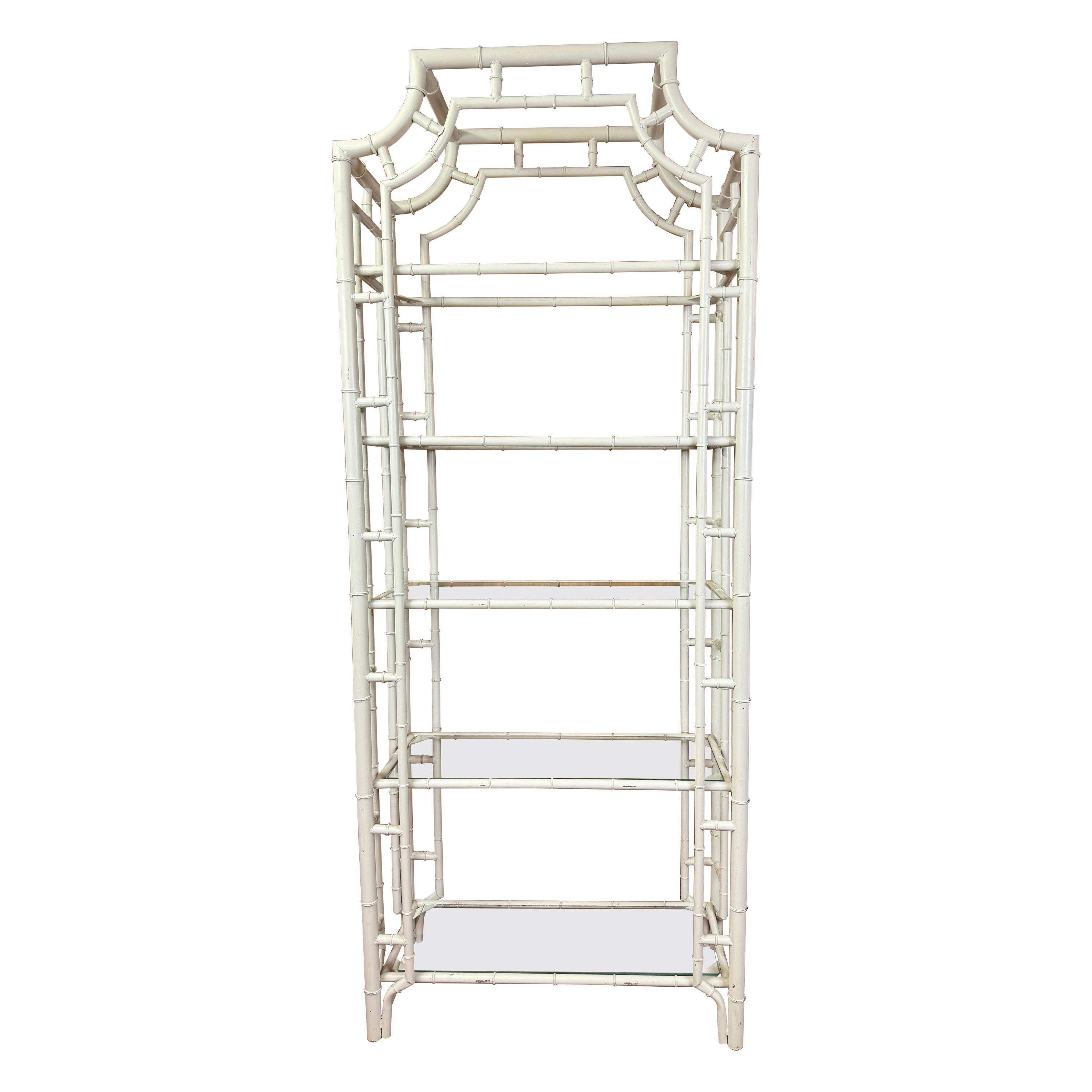 Palm Beach Regency Faux Bamboo Pagoda Etagere For Sale