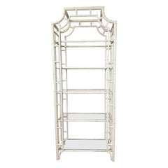 Retro Palm Beach Regency Faux Bamboo Pagoda Etagere