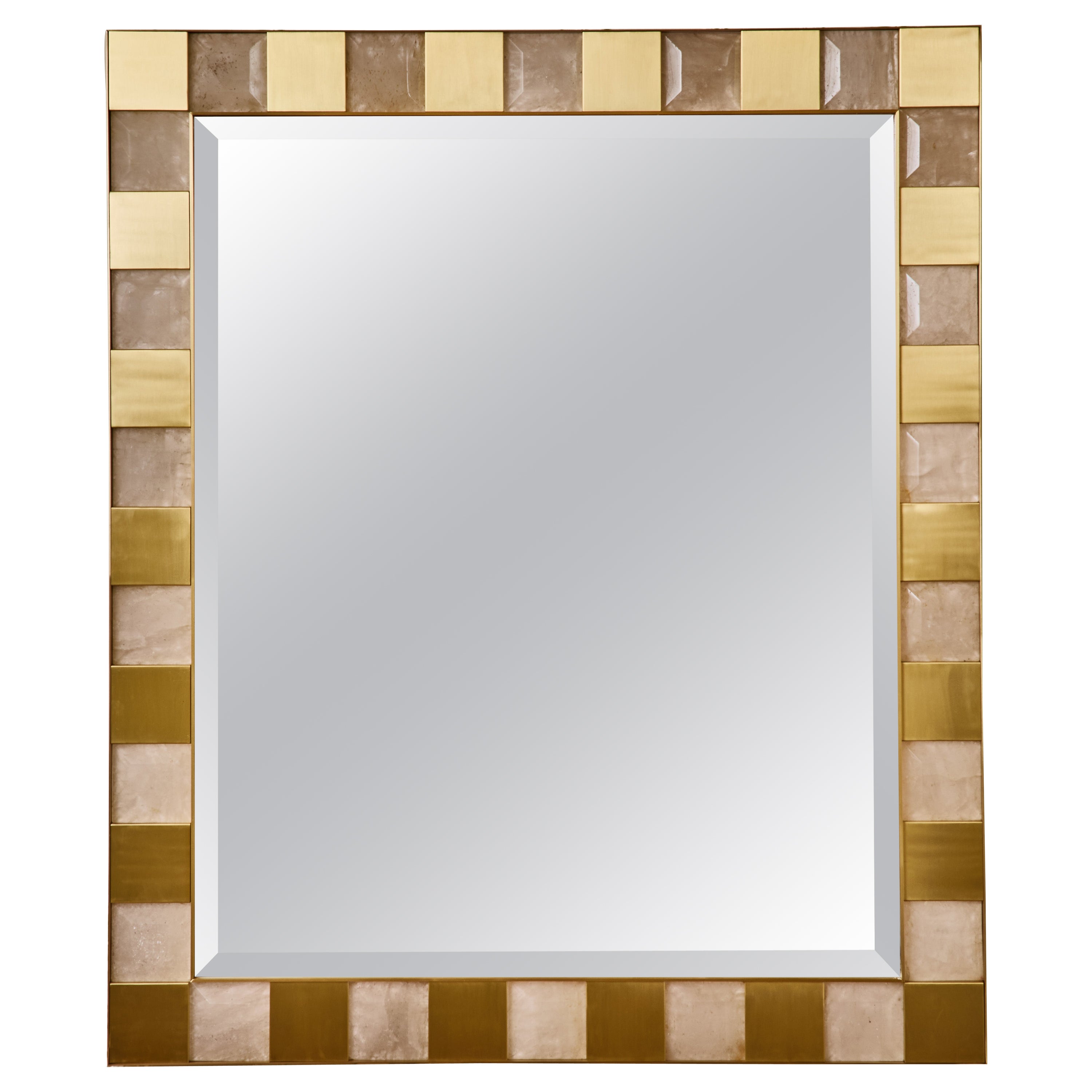 Mirror in Rock Crystal and brass by Studio Glustin For Sale