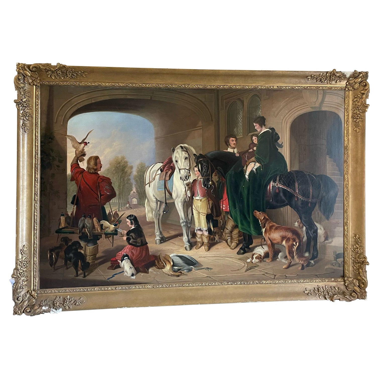An Extra Large Oil on Canvas Painting Aft. Sir Edwin Henry Landseer For Sale