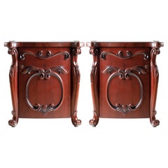Rococo Style Carved Solid Wood Nightstands - A Pair