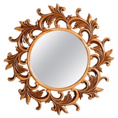 Florence II Carved Brown Ash Solid Wood Wall Mirror