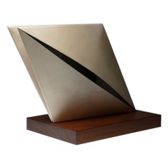 One Off Metal and Wood Geometric Sculpture by Lino Sabattini, Italy, 1970s