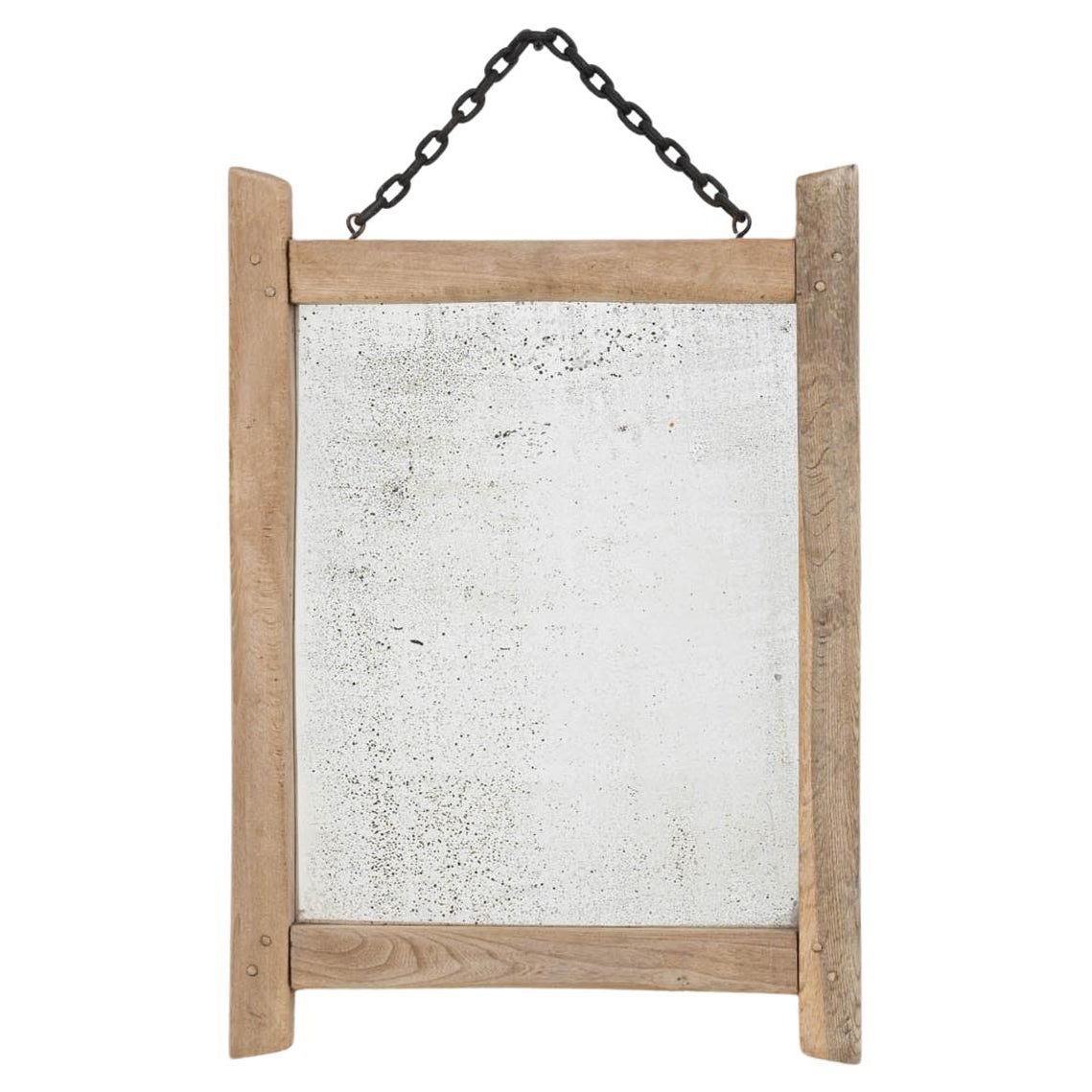 20th Century Belgian Bleached Oak Mirror For Sale