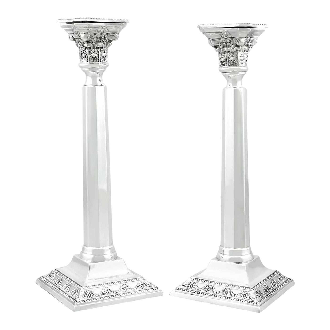 Antique George VI Sterling Silver Candlesticks (1937)