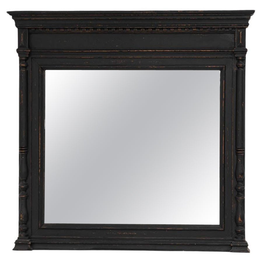 19th Century French Wood Black Patinated Mirror For Sale