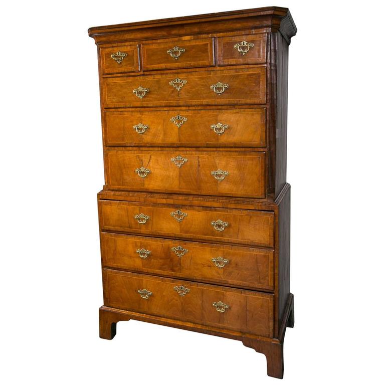 George I Period Figured Chest on Chest For Sale