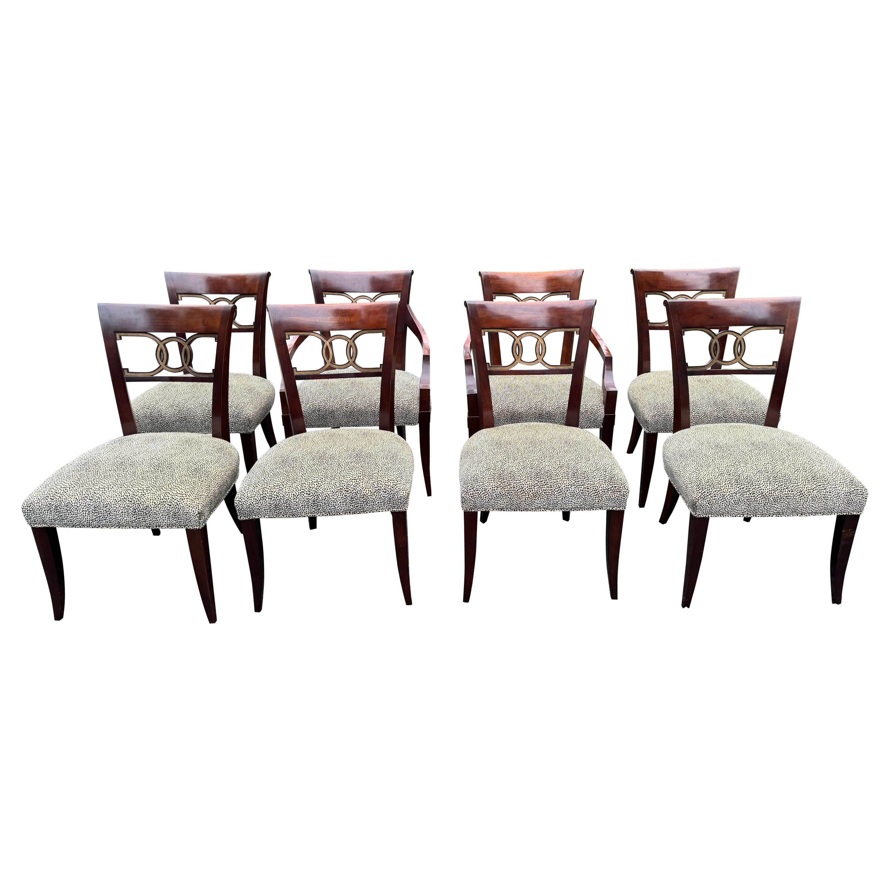 Elegant Set of 8 Biedermeier Style Dining Chairs by Baker For Sale