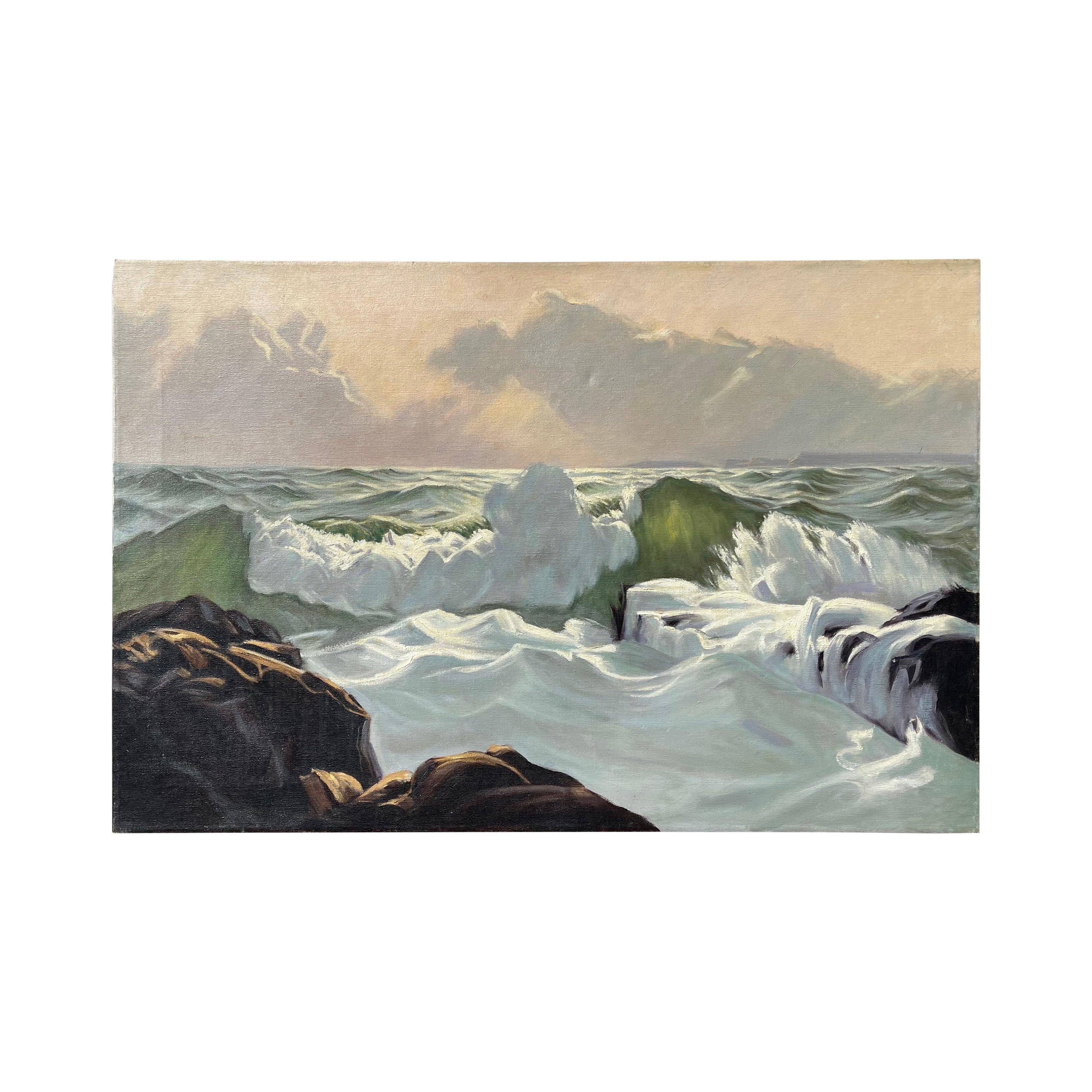 Alphonse Shelton, 1905-1976, “Ending Light” Impressionist Ocean Wave Landscape For Sale