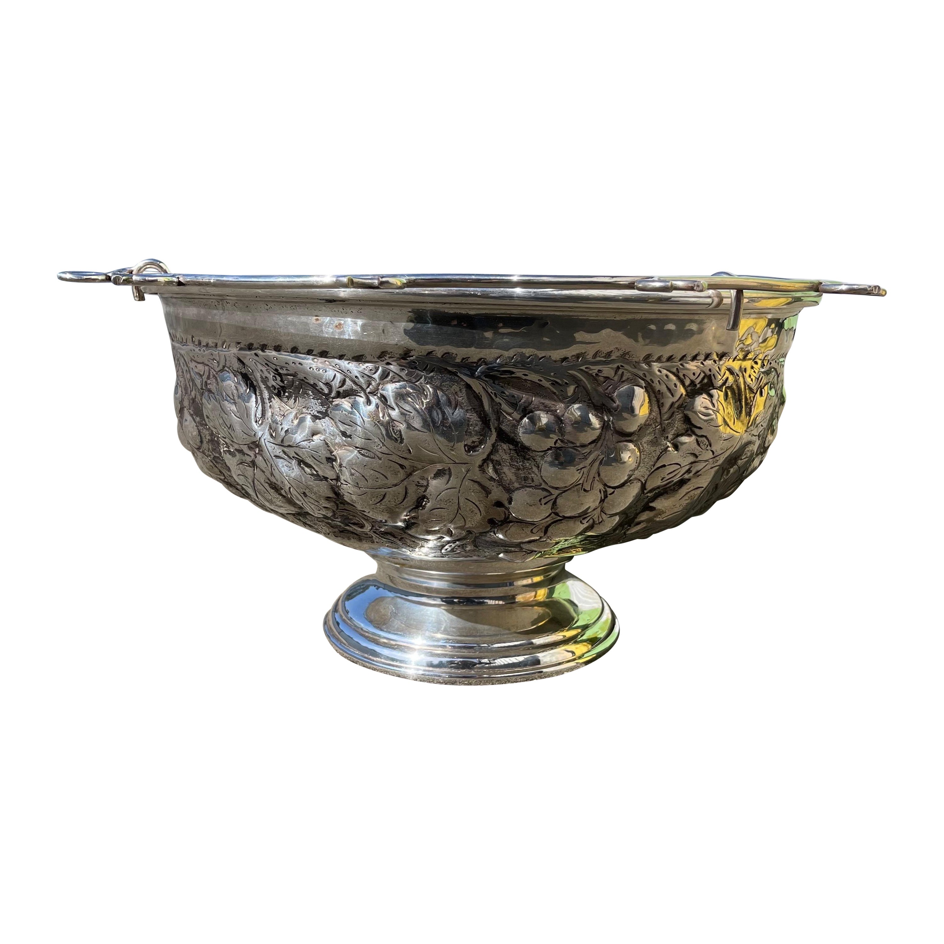 Silver Plate Repousse Grapevine Champagne Wine Cooler Bucket For Sale