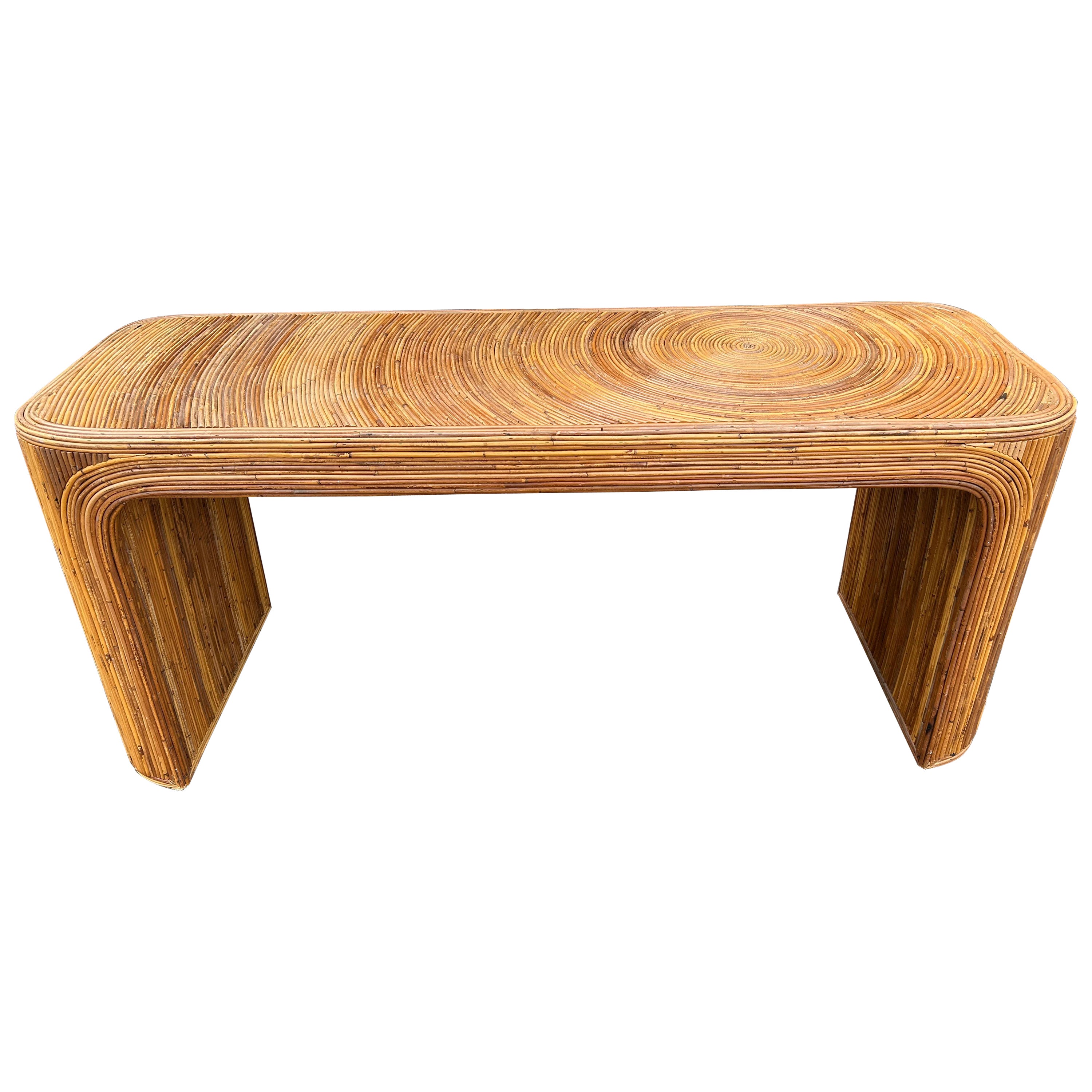 Gabriella sensationnelle  Table console en roseau de style Crespi, mi-siècle moderne