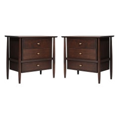 Exposed Framework Bedside Tables in Walnut by John Stuart, C. 1950s