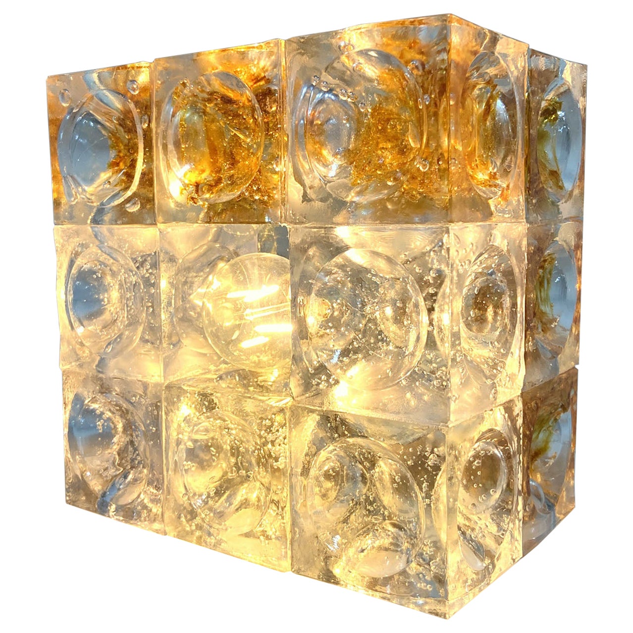 Sculptural Poliarte Table Lamp in Glass Cubes Designed by Albano Poli
