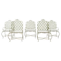 Ensemble de cinq chaises de jardin en treillis en fer de style Rose Tarlow