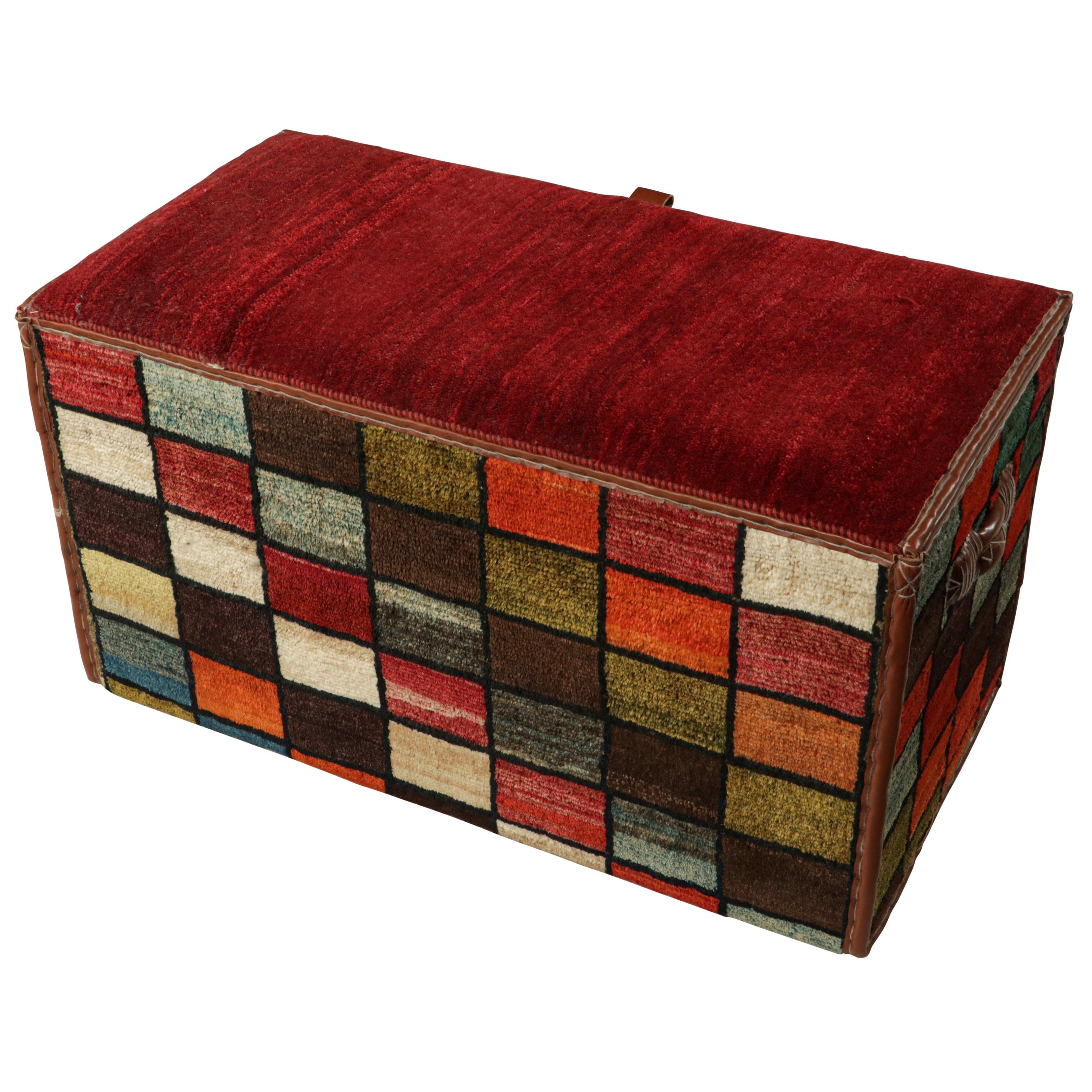 Rug & Kilim’s Persian Tribal Storage Chest with Colorful Geometric Patterns For Sale