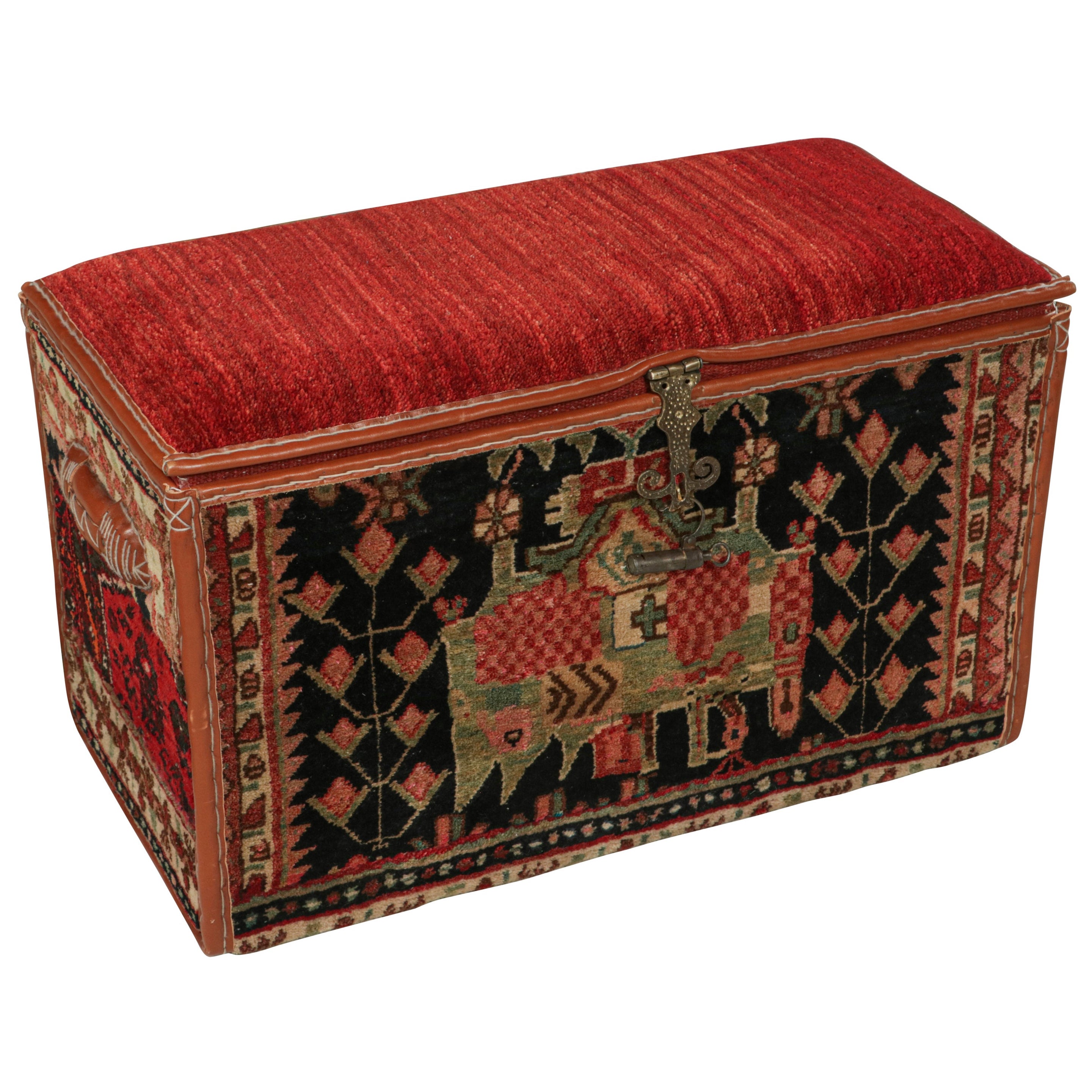 Rug & Kilim’s Persian Tribal Storage Chest with Colorful Geometric Patterns For Sale