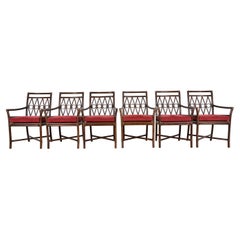 Ficks Reed Hollywood Regency Organic Modern Bamboo Dining Armchairs, Set of 6