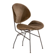 Retro Italian Designer, Side Chair, Metal, Velvet, Italy, 1950s