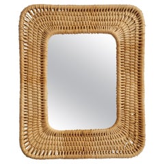 Vintage Swedish Designer, Wall Mirror, Rattan, Sweden, 1970s