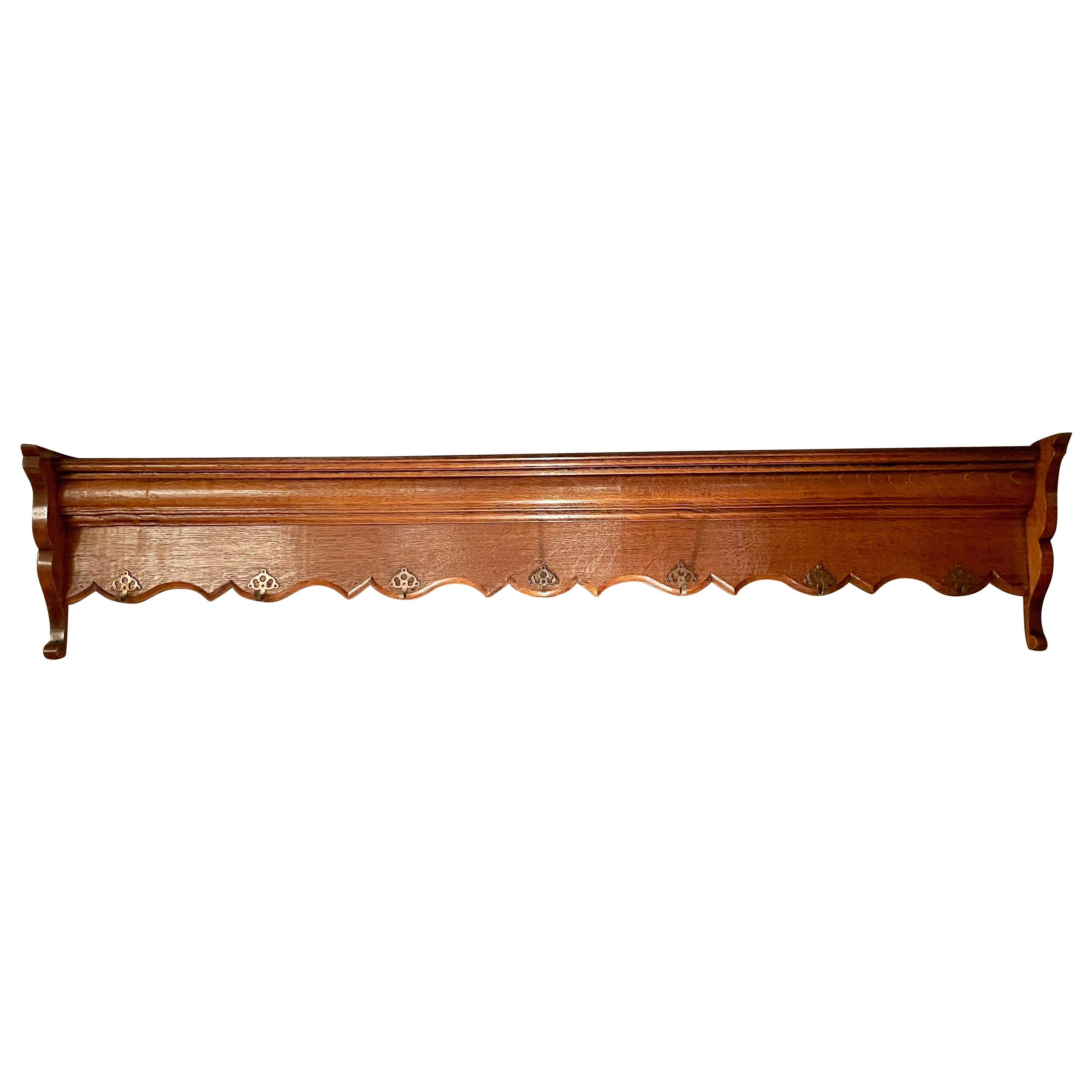 Antique French Provincial Carved Fruitwood Hanging Rack, Circa 1890-1900.