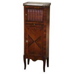 19th Century French Louis XV Marble Top Rosewood Cabinet with "Faux-Book" Door