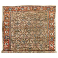 Antiker Sultanabad-Teppich, handgefertigter persischer Teppich, elfenbeinfarben, blau, grün, weichrot, weichrot