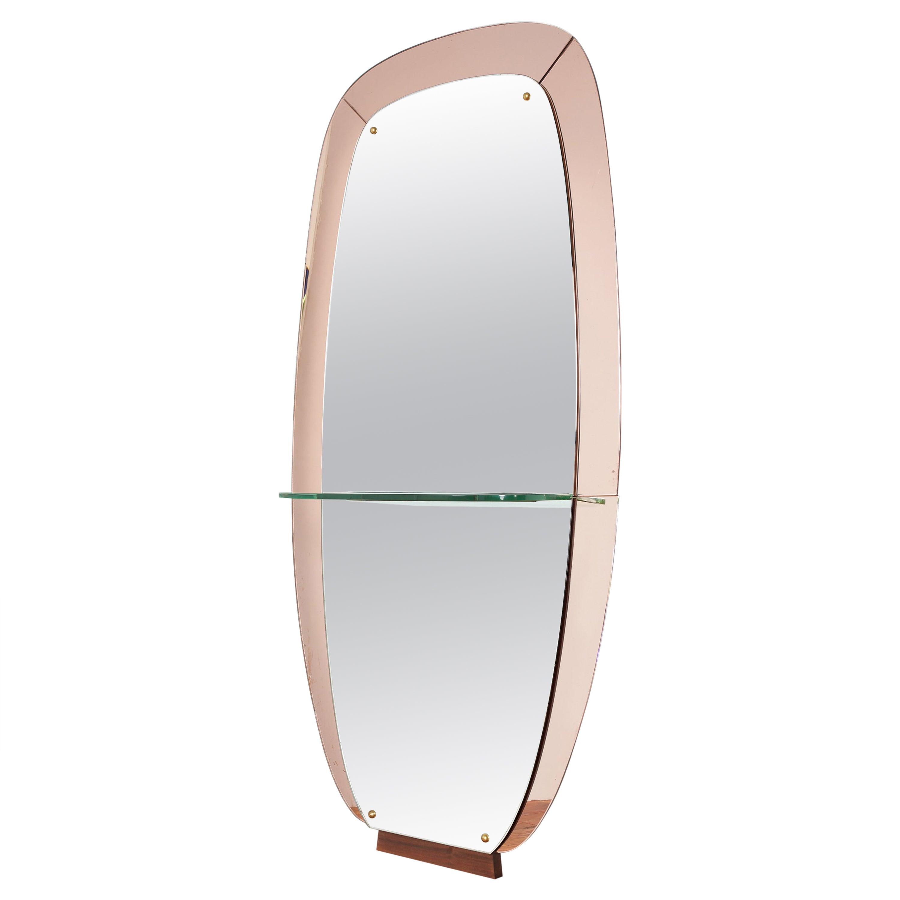 Rose Cristal Art Mirror with Shelf For Sale