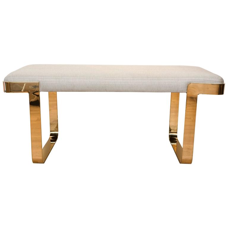Contemporary Brass Bench After Milo Baughman For Sale at 1stdibs