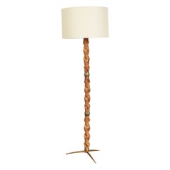 1940's Italian Spiral Wood Stehlampe