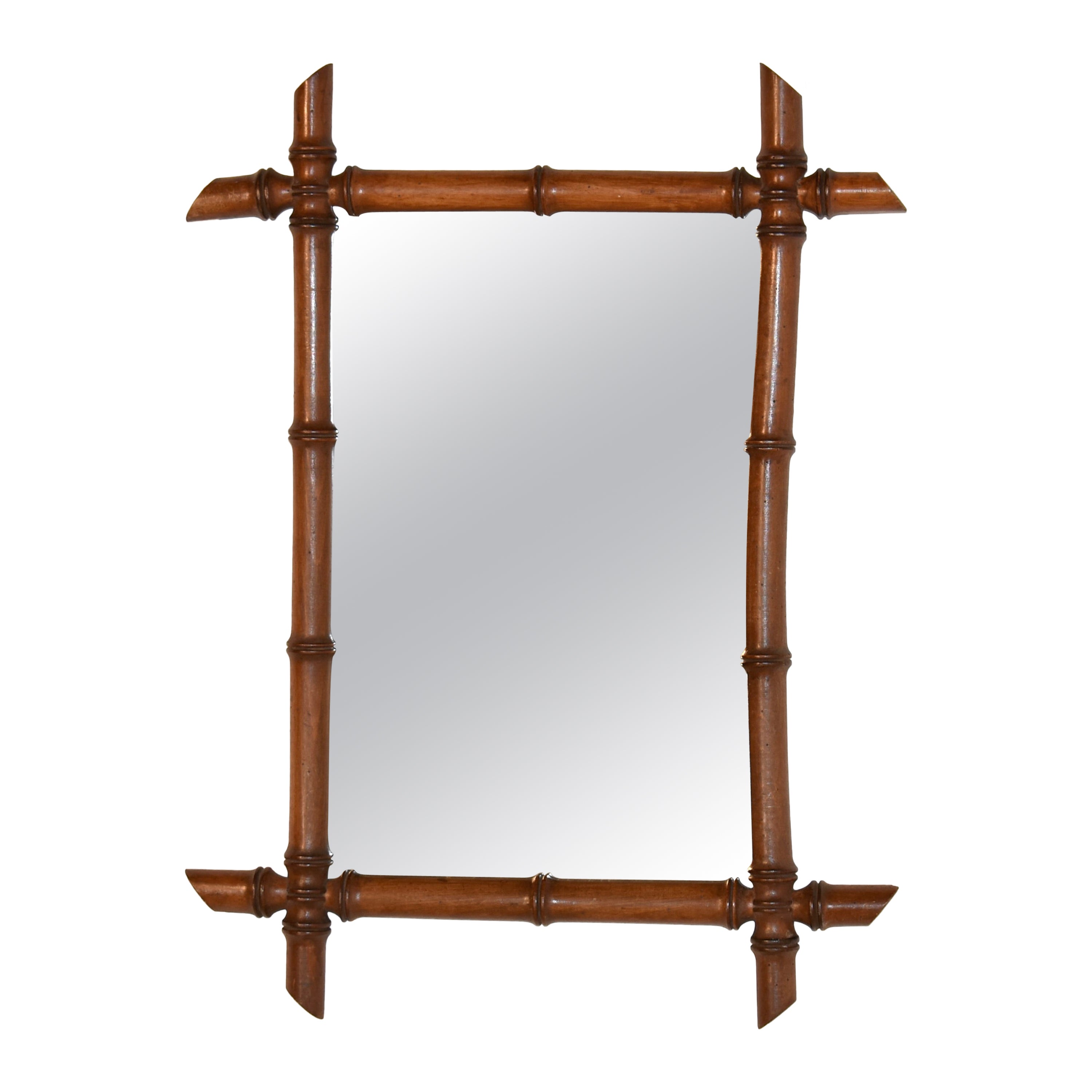 Late 19th Century French Faux Bamboo Mirror For Sale