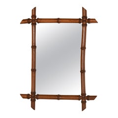 Antique Late 19th Century French Faux Bamboo Mirror