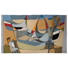 Vintage Silva Palmeira Impressionistic Woven Tapestry, circa 1970