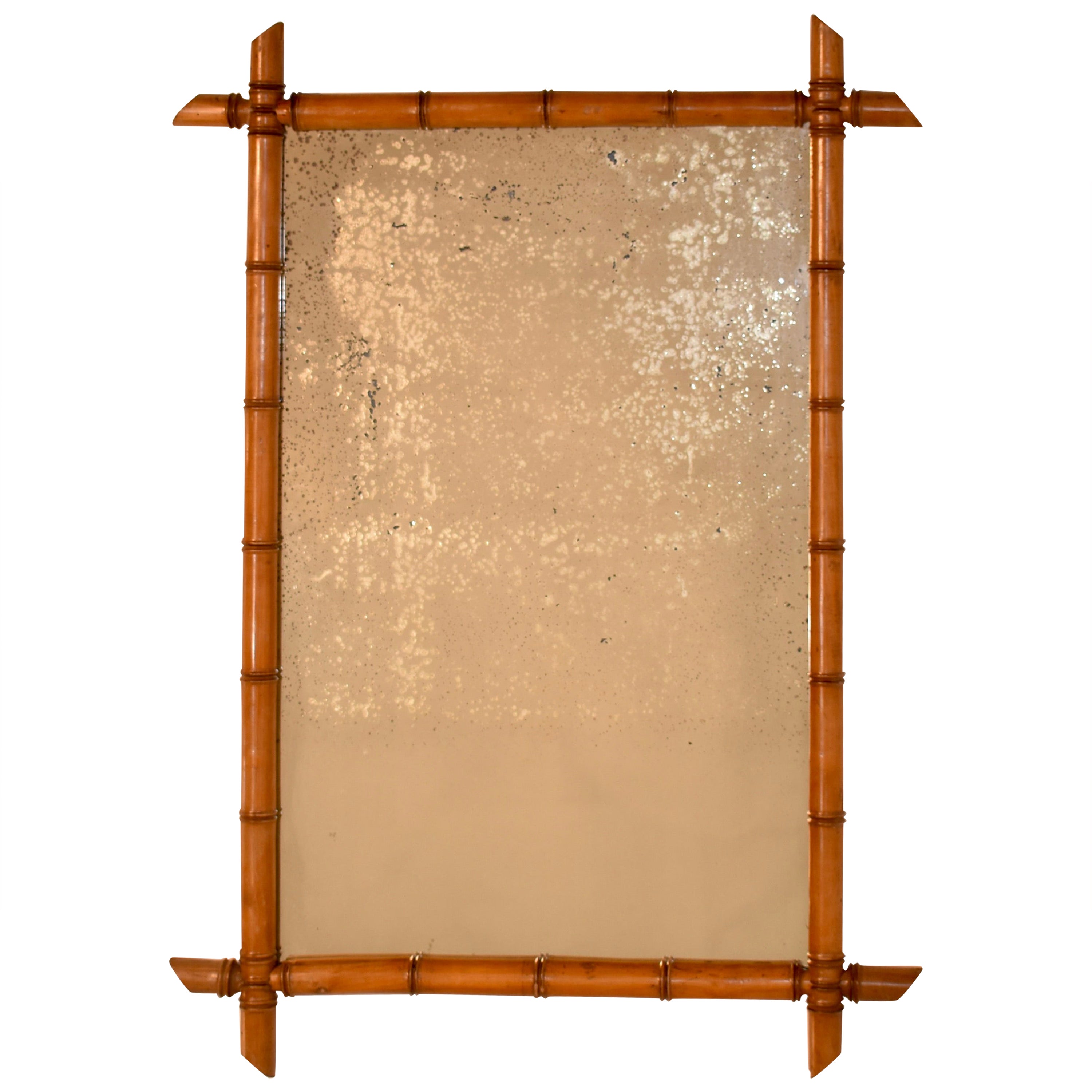 Französischer Faux-Bambus-Spiegel aus dem 19.
