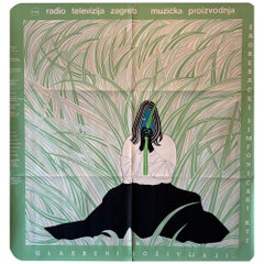 Boris Bucan, poster croato originale d'epoca RADIO TELEVIZIJA ZAGREB' Serigrafia
