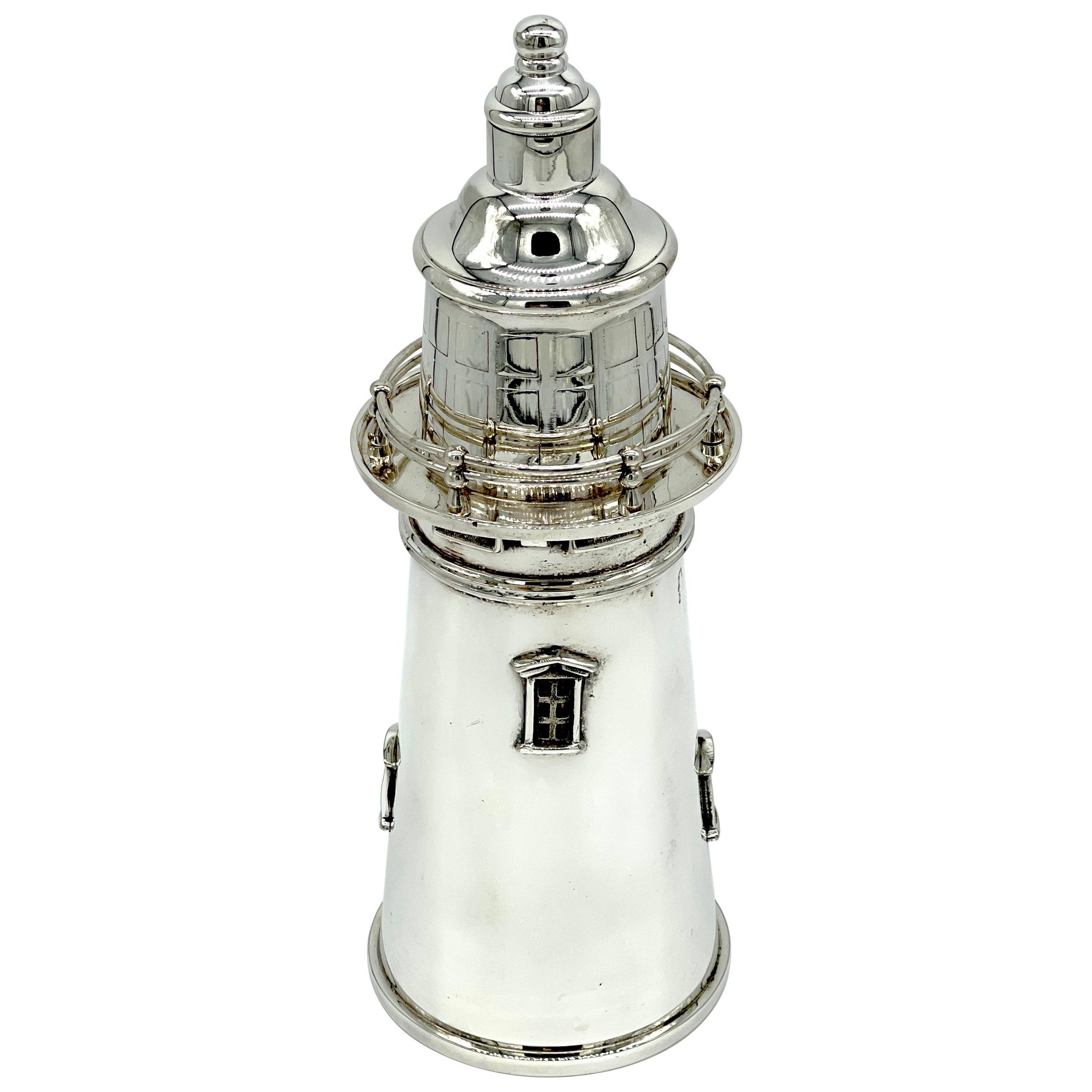 Silverplated Lighthouse Form Cocktail Shaker by James Deakin & Sons For Sale