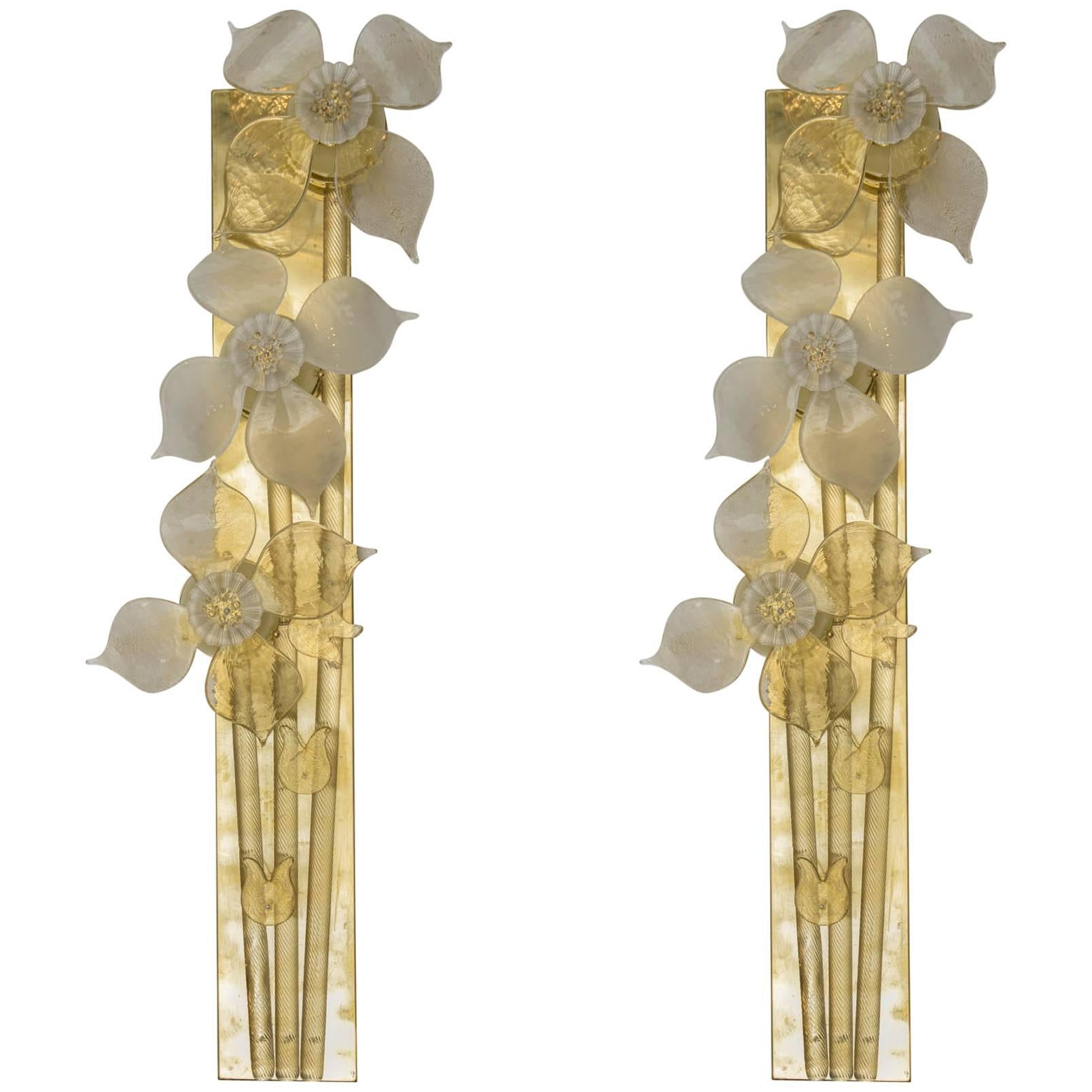 Decorative Pair of Murano Glass Sconces