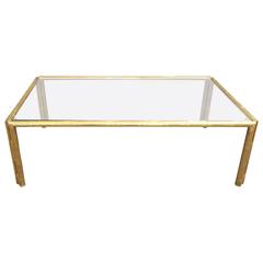 Italian Glass-Top Faux-Bamboo Brass Coffee table/Cocktail Table 7