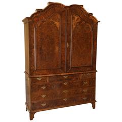 Antique 18th Century Dutch Burl Walnut Linen Press