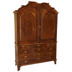 Antique  18th Century Dutch Burl Walnut Linen Press