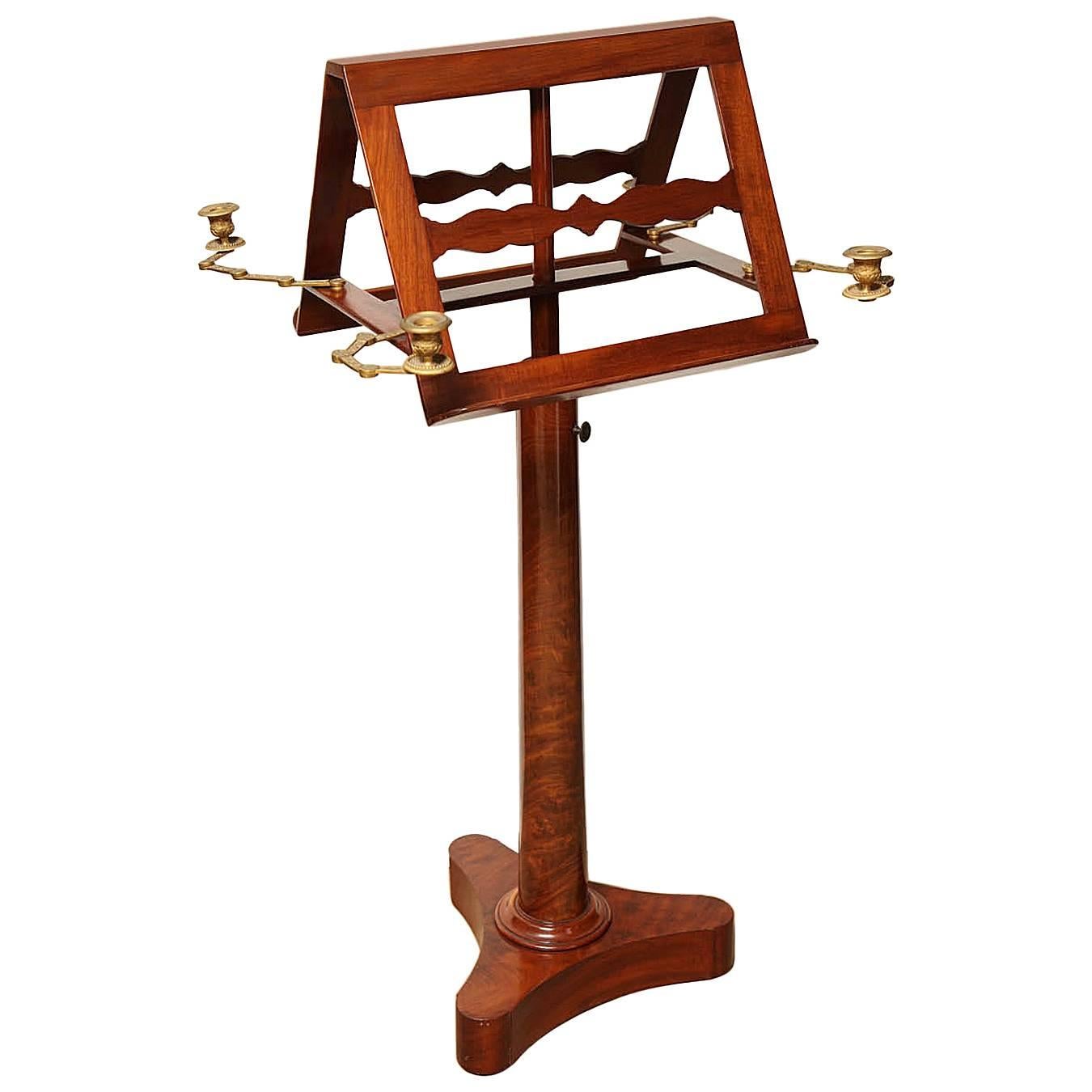 Early 19th Century French, Mahogany, Adjustable Height, Two-Sided Music Stand For Sale